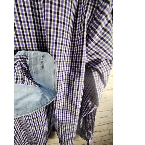 Bugatchi Men's Button Down Shirt Long Sleeve Medium Black Purple Gray‎ - Picture 3 of 6